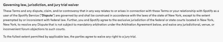 spotify terms and conditions