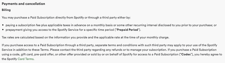 spotify terms and conditions 2