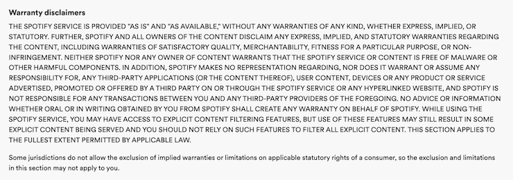 spotify terms and conditions example 5