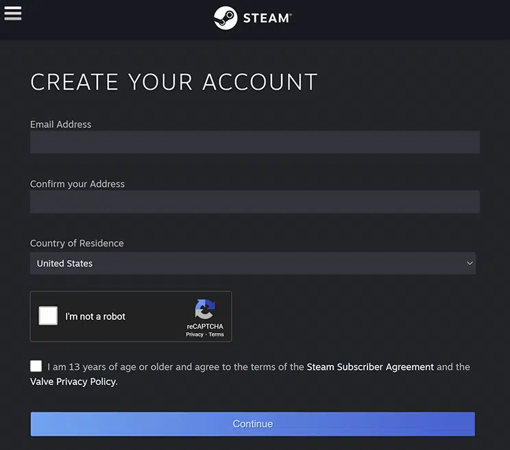 Esempio di casella di controllo del contratto di abbonamento a steam