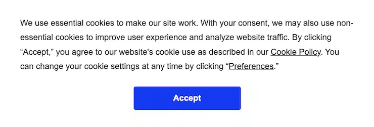 exemple de bannière de consentement termly