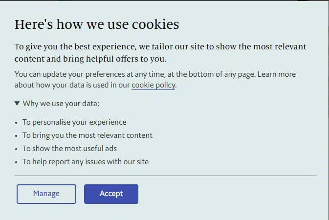 el economista consentimiento de cookies banner pop up